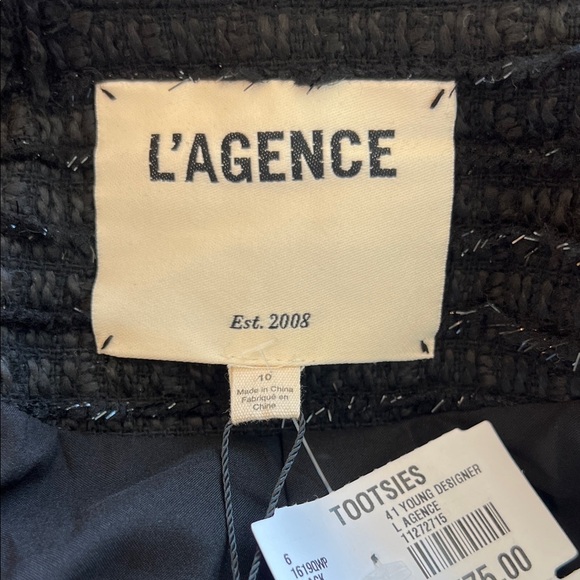 L'AGENCE Black Textured Women's Blazer - Picture 2 of 9